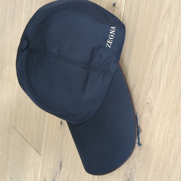 ZEGNA Men's Dark Blue Technical Fabric Baseball Cap Size Small - Picture 2 of 11